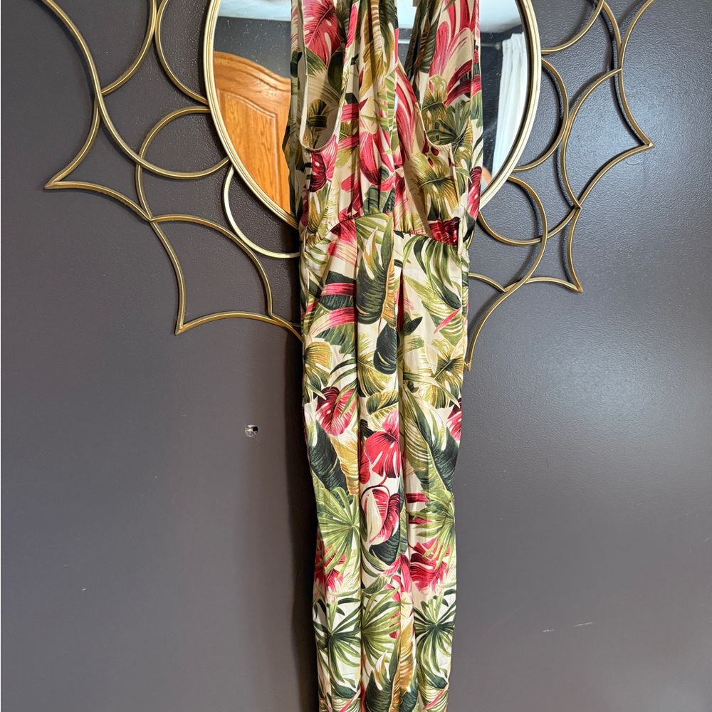 Zara Tropical Print Maxi Dress - Green and Pink